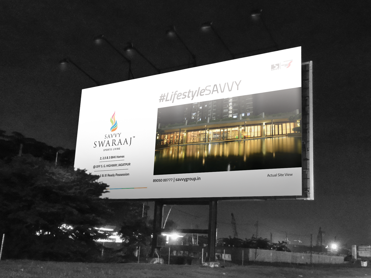 Savvy Swaraaj Hoarding Night view